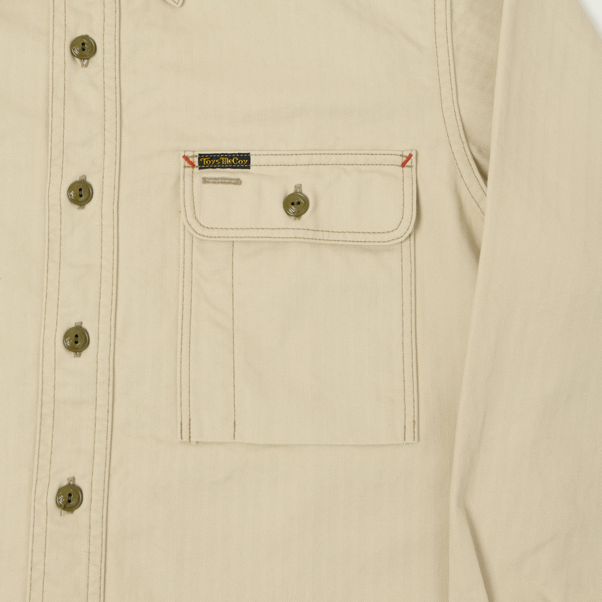 TOYS McCOY Herringbone Twill Dockers Work Shirt - Ivory