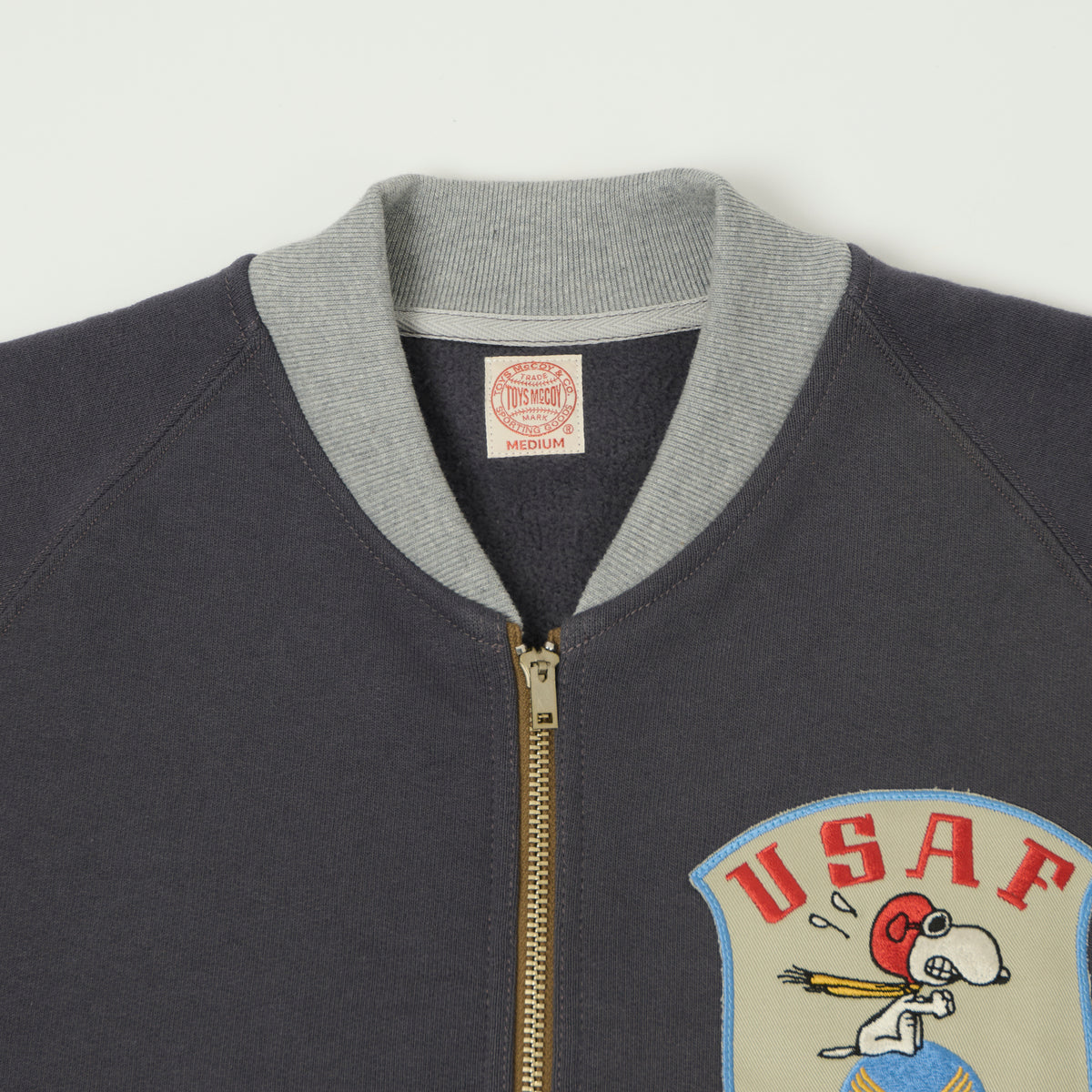TOYS McCOY 'Snoopy Flying Ace' C-2 Zip Through Sweat - Navy/Grey