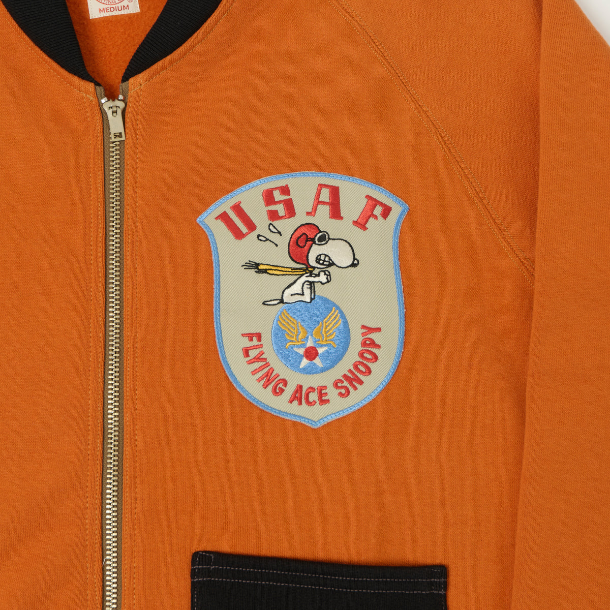 TOYS McCOY 'Snoopy Flying Ace' C-2 Zip Through Sweat - Orange/Black