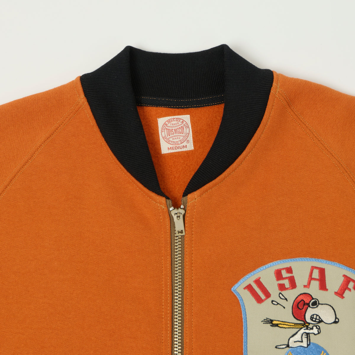 TOYS McCOY 'Snoopy Flying Ace' C-2 Zip Through Sweat - Orange/Black