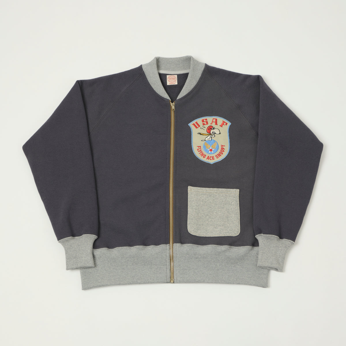 TOYS McCOY 'Snoopy Flying Ace' C-2 Zip Through Sweat - Navy/Grey