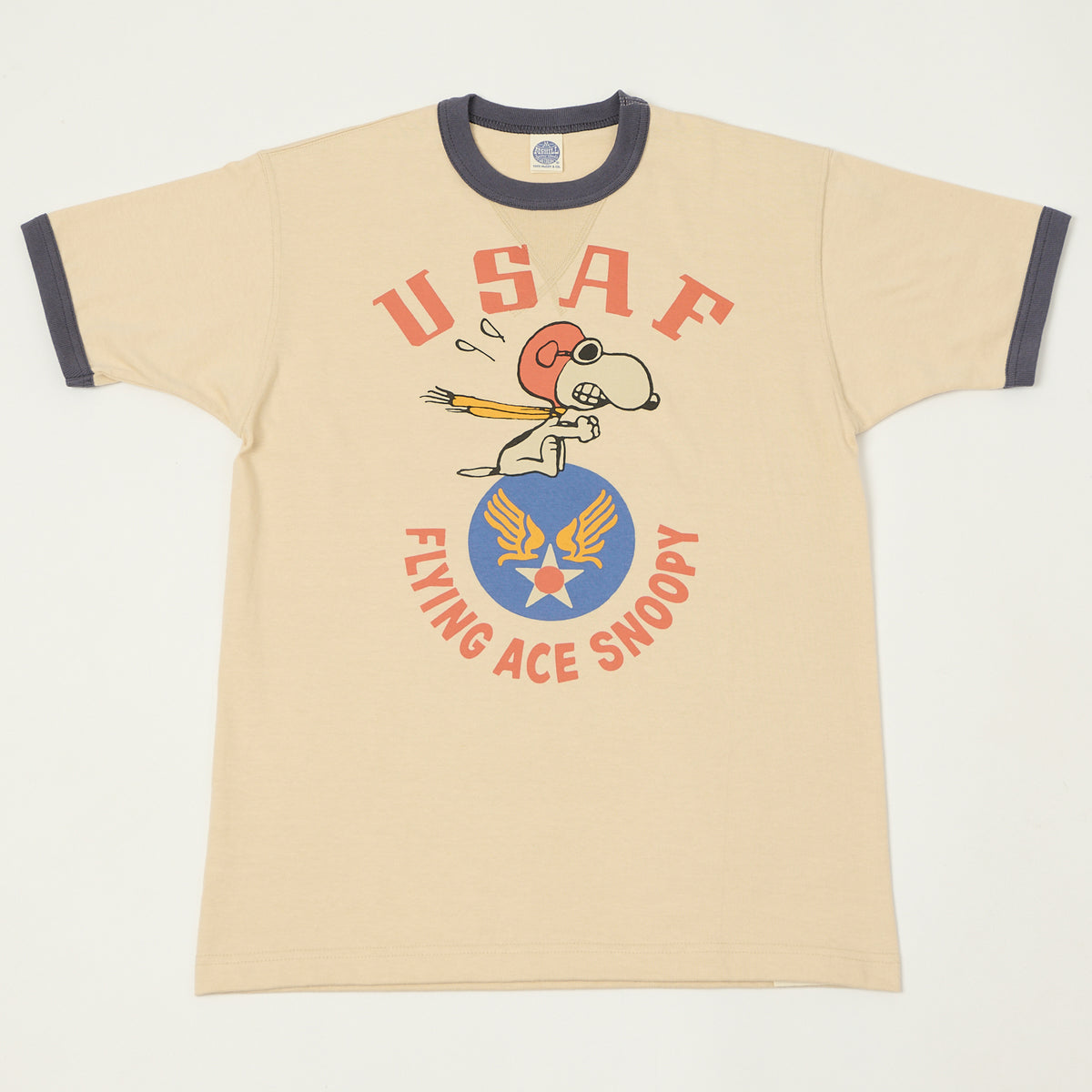 TOYS McCOY 'Snoopy USAF Flying Ace' Ringer T-Shirt - Beige