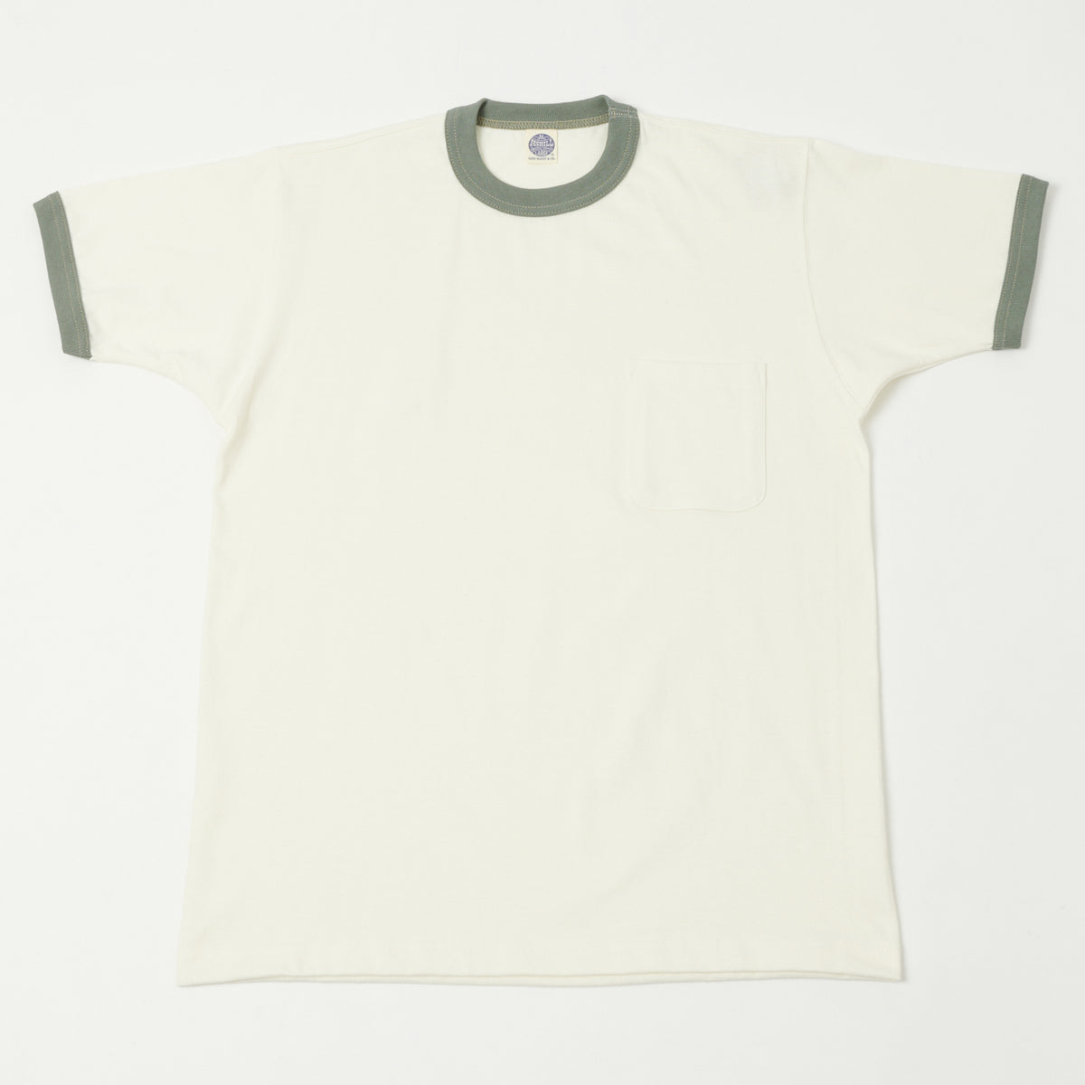 TOYS McCOY Ringer Pocket T-Shirt - Off White/Green