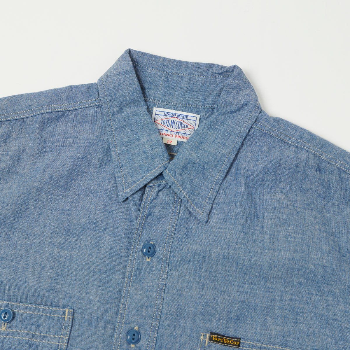 TOYS McCOY Short Sleeve Chambray Work Shirt - Blue