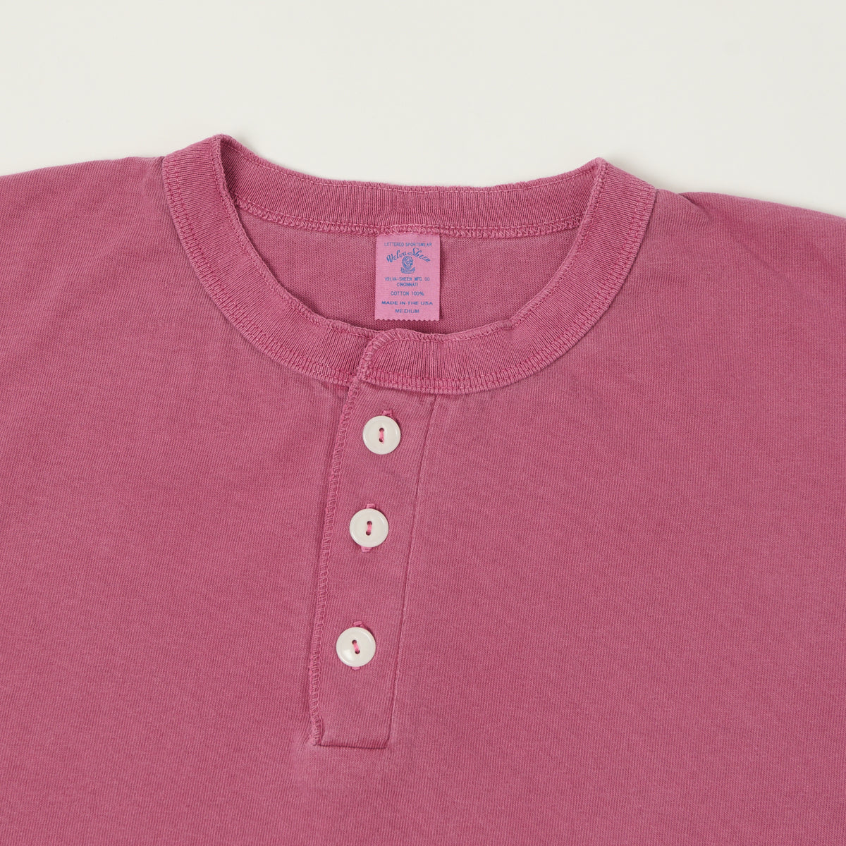 Velva Sheen Pigment Dyed Henley - Fuschia