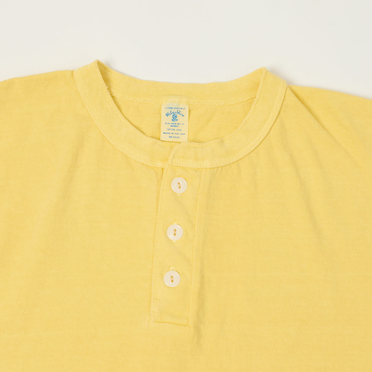 Velva Sheen Pigment Dyed Henley - Yellow
