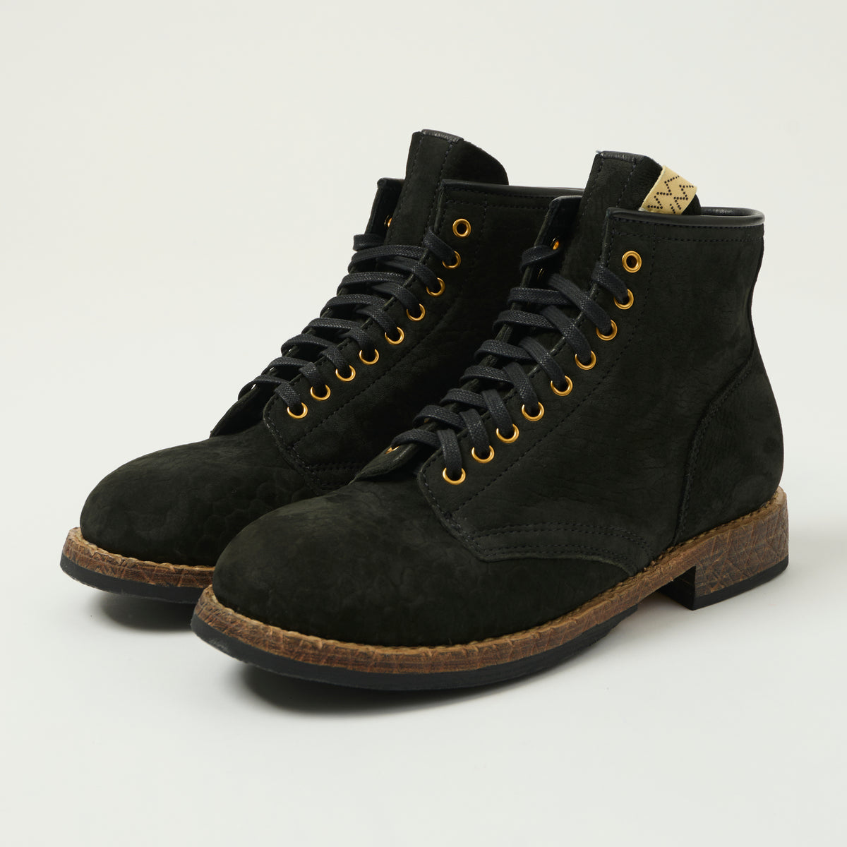 visvim 'Brigadier Mid Folk' Lambskin Roughout Boot - Black