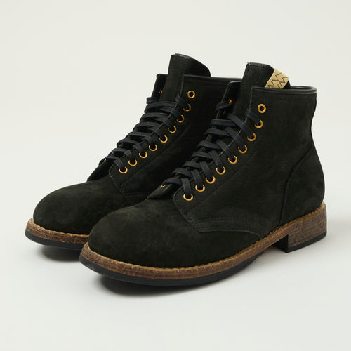 visvim 'Brigadier Mid Folk' Lambskin Roughout Boot - Black