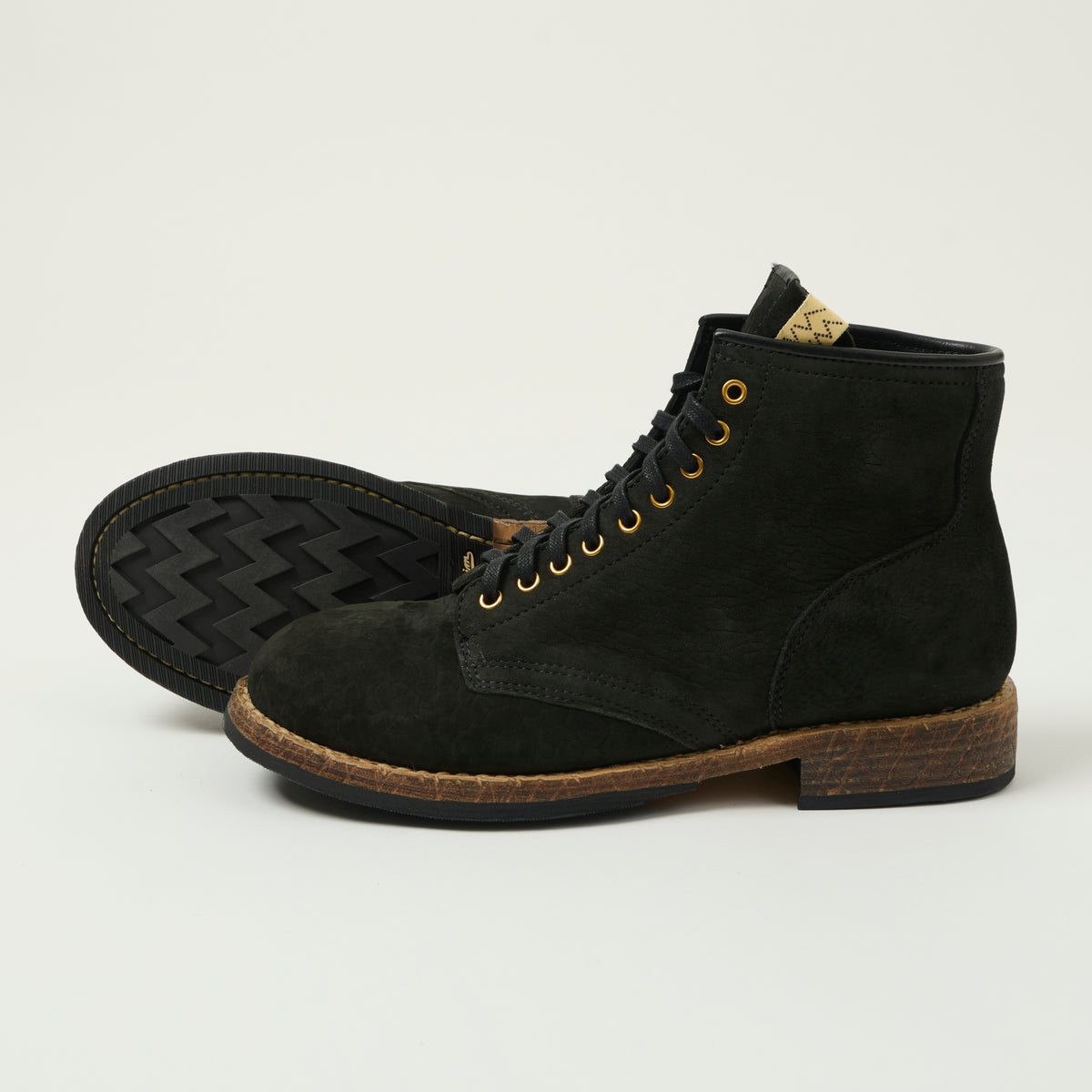 visvim 'Brigadier Mid Folk' Lambskin Roughout Boot - Black