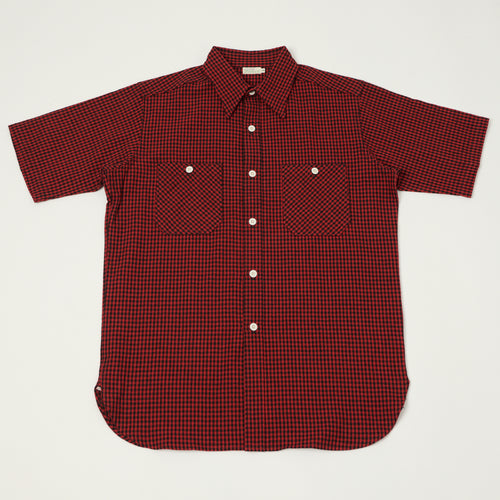 Warehouse & Co 3056 Duck Digger Short Sleeve Gingham Shirt - Red