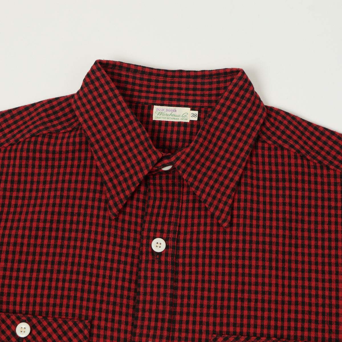 Warehouse & Co 3056 Duck Digger Short Sleeve Gingham Shirt - Red