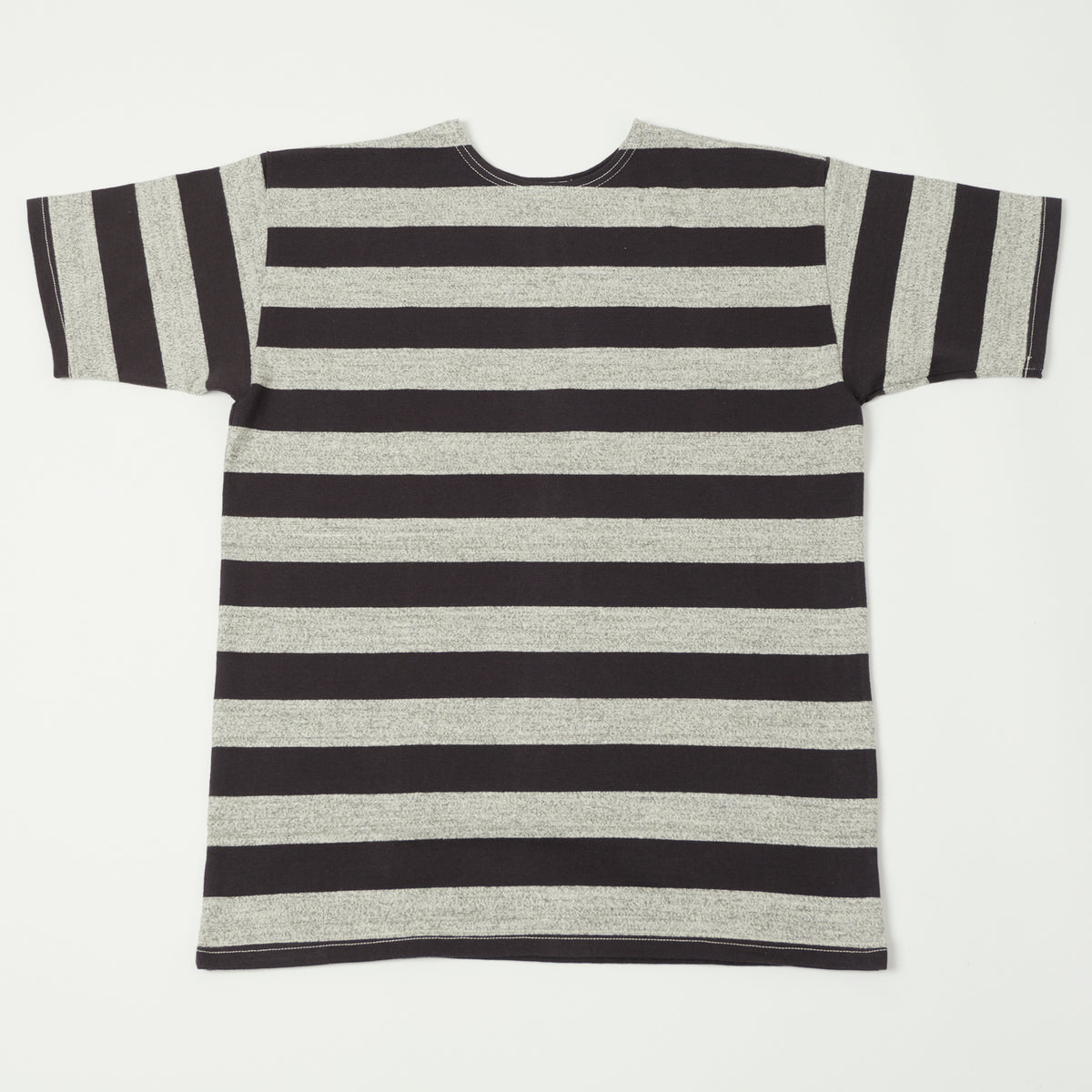 Warehouse & Co 4050 Duck Digger Border Stripe T-Shirt - Black /Heather Grey
