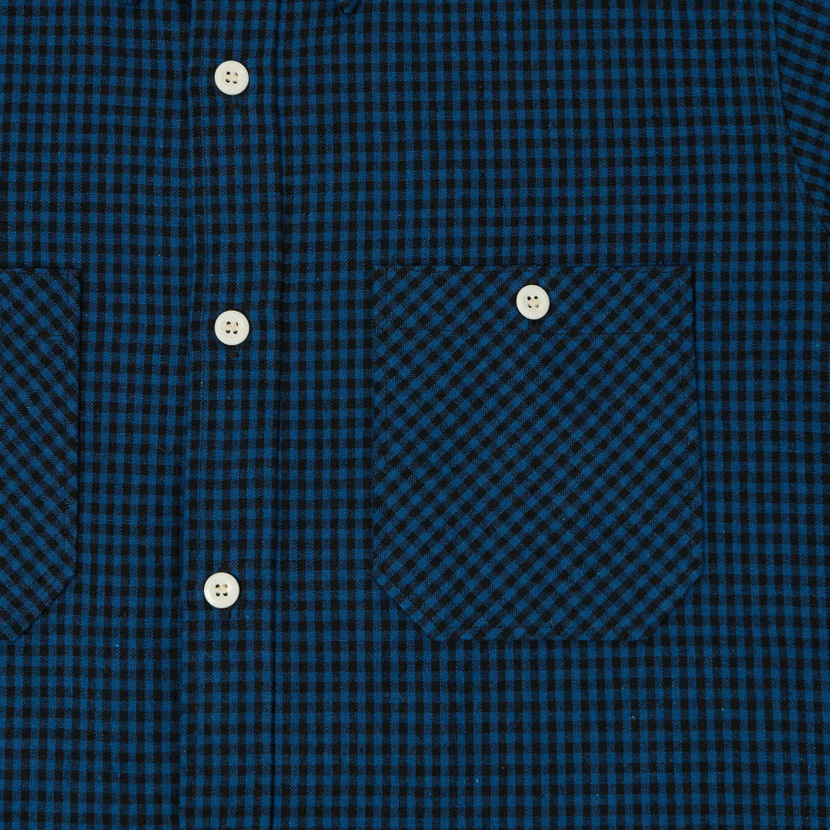 Warehouse & Co 3056 Duck Digger Short Sleeve Gingham Shirt - Blue