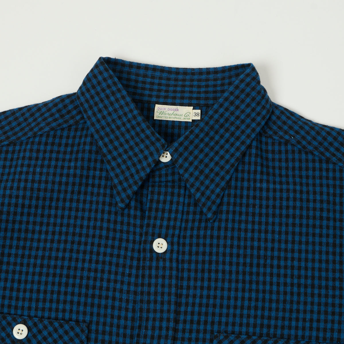 Warehouse & Co 3056 Duck Digger Short Sleeve Gingham Shirt - Blue