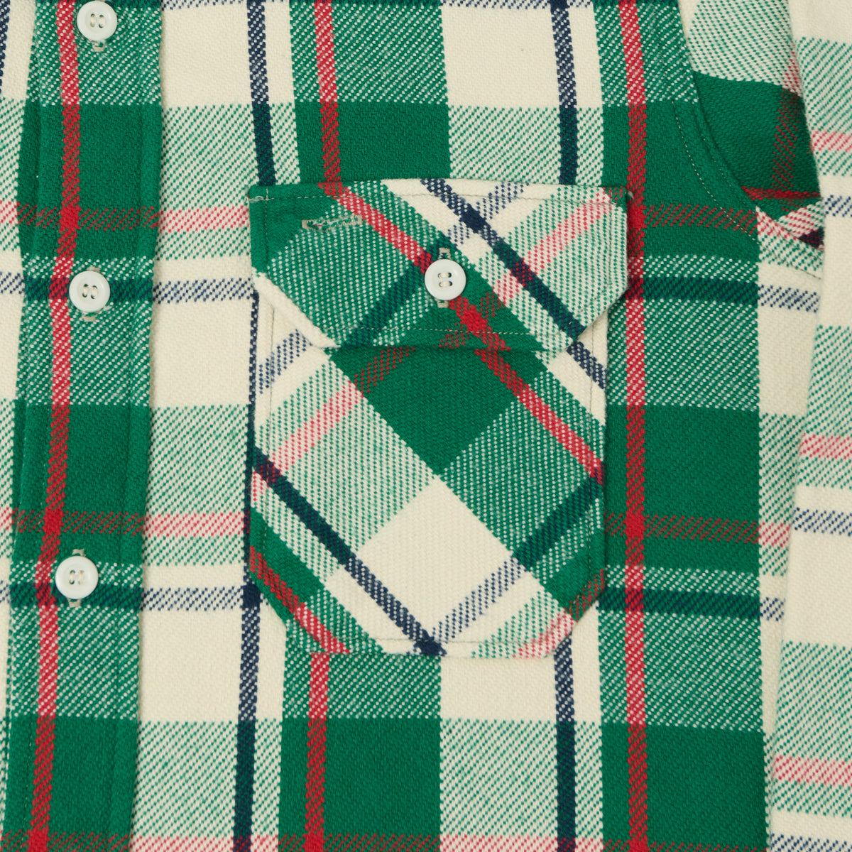 Warehouse & Co 3104 Plaid Flannel Shirt - Green/Brown/Ivory