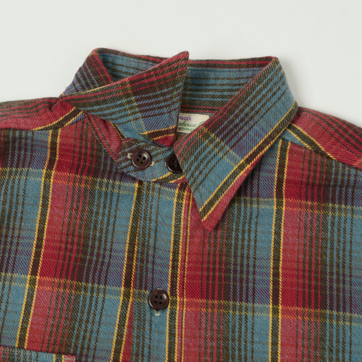 Warehouse & Co 3022 Flannel Shirt W/ Chin Strap - Red/Navy/Off White