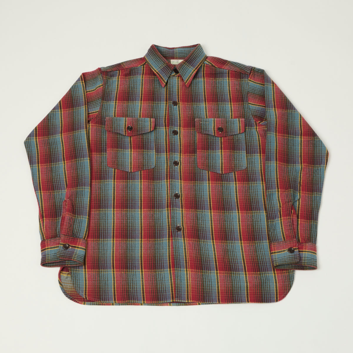 Warehouse & Co 3022 Flannel Shirt W/ Chin Strap - Red/Navy/Off White
