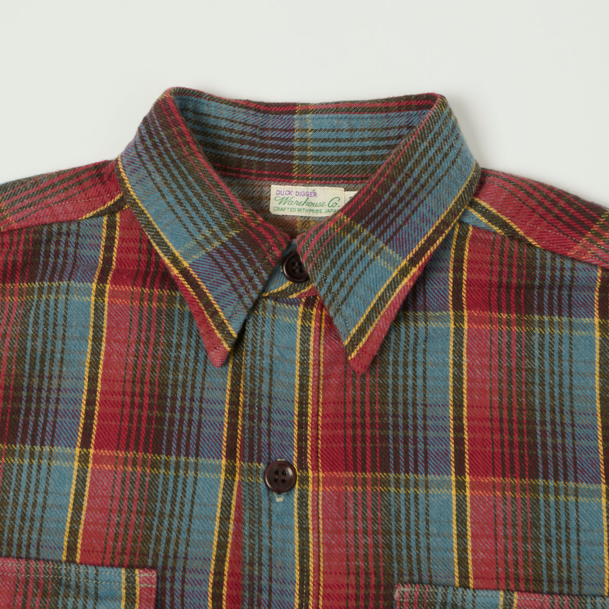 Warehouse & Co 3022 Flannel Shirt W/ Chin Strap - Red/Navy/Off White