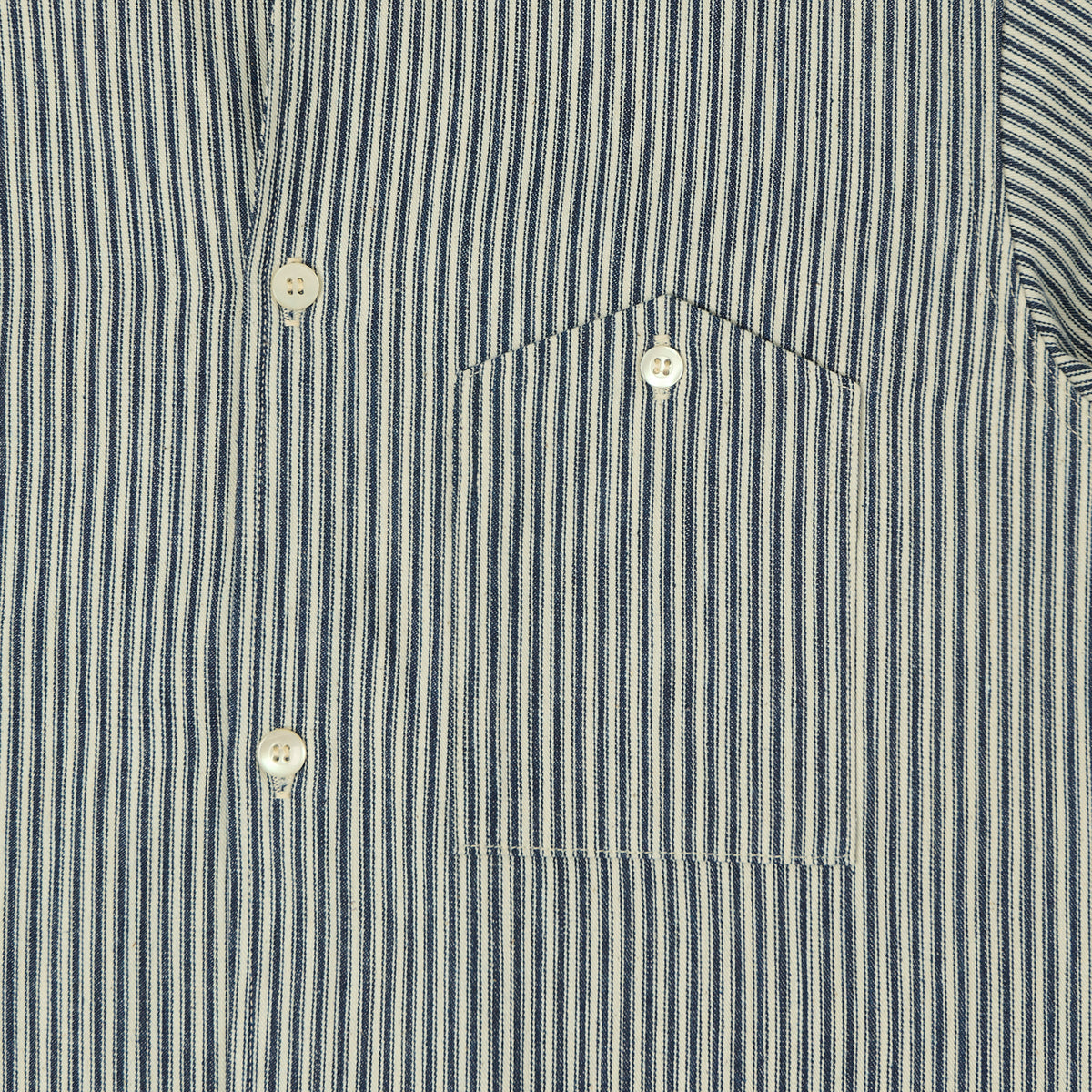Warehouse & Co 3091 Duck Digger Open Collar Stripe Shirt - White/Navy