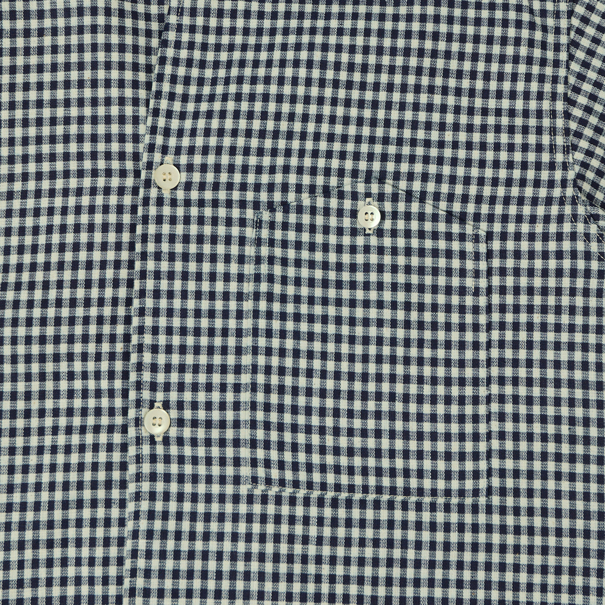 Warehouse & Co 3091 Duck Digger Open Collar Small Gingham Shirt - White/Navy