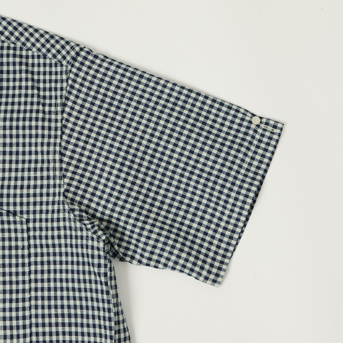 Warehouse & Co 3091 Duck Digger Open Collar Small Gingham Shirt - White/Navy