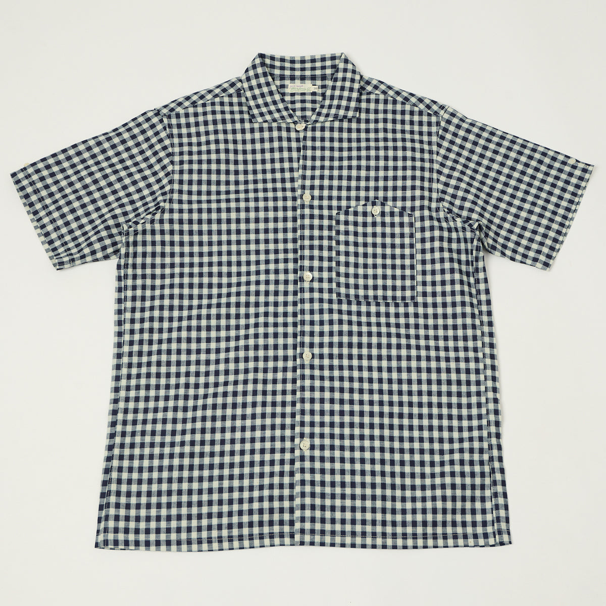 Warehouse & Co 3091 Duck Digger Open Collar Large Gingham Shirt - White/Navy