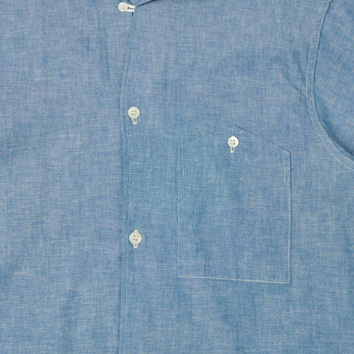 Warehouse & Co 3091 Duck Digger Open Collar Chambray Shirt - Blue