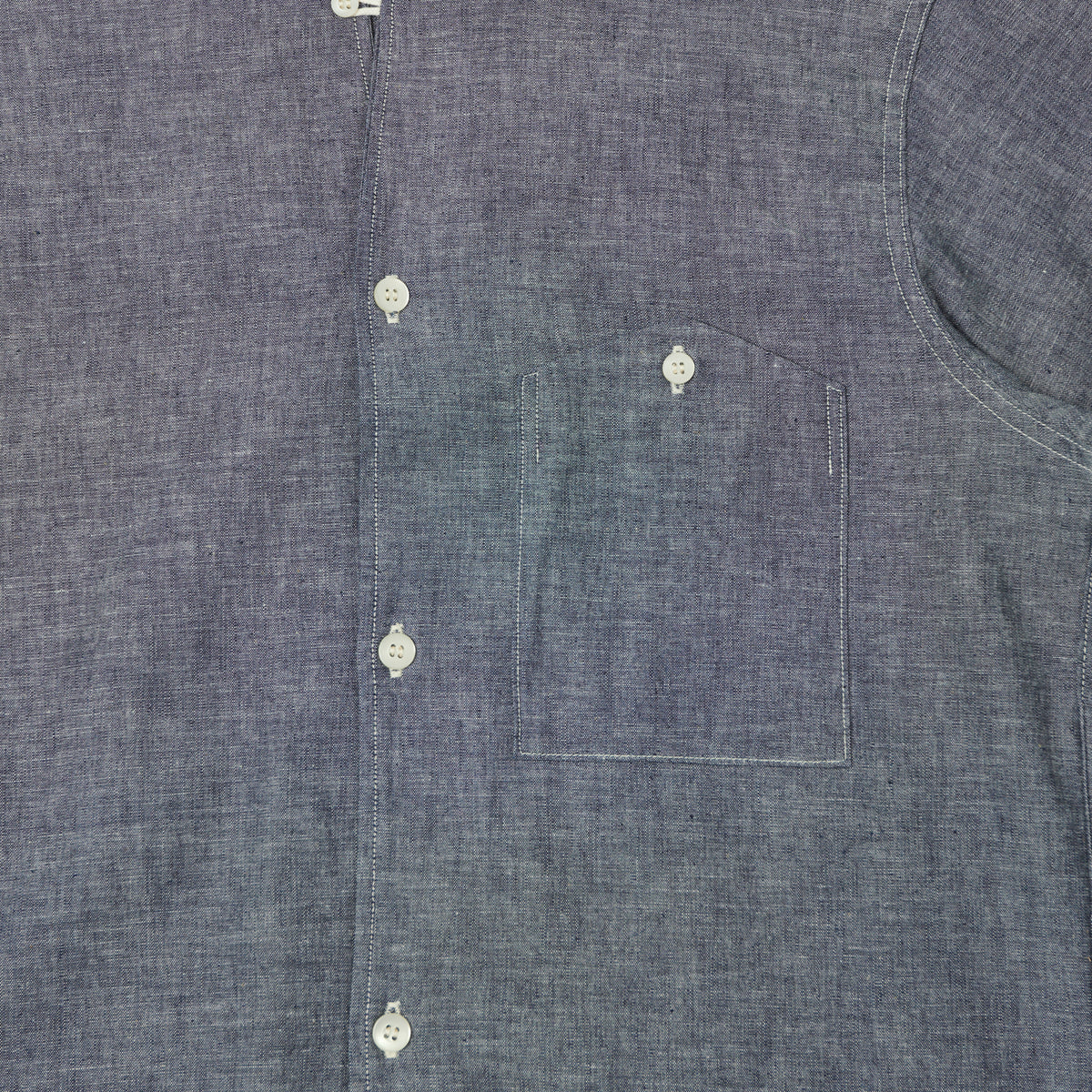 Warehouse & Co 3091 Duck Digger Open Collar Chambray Shirt - Navy