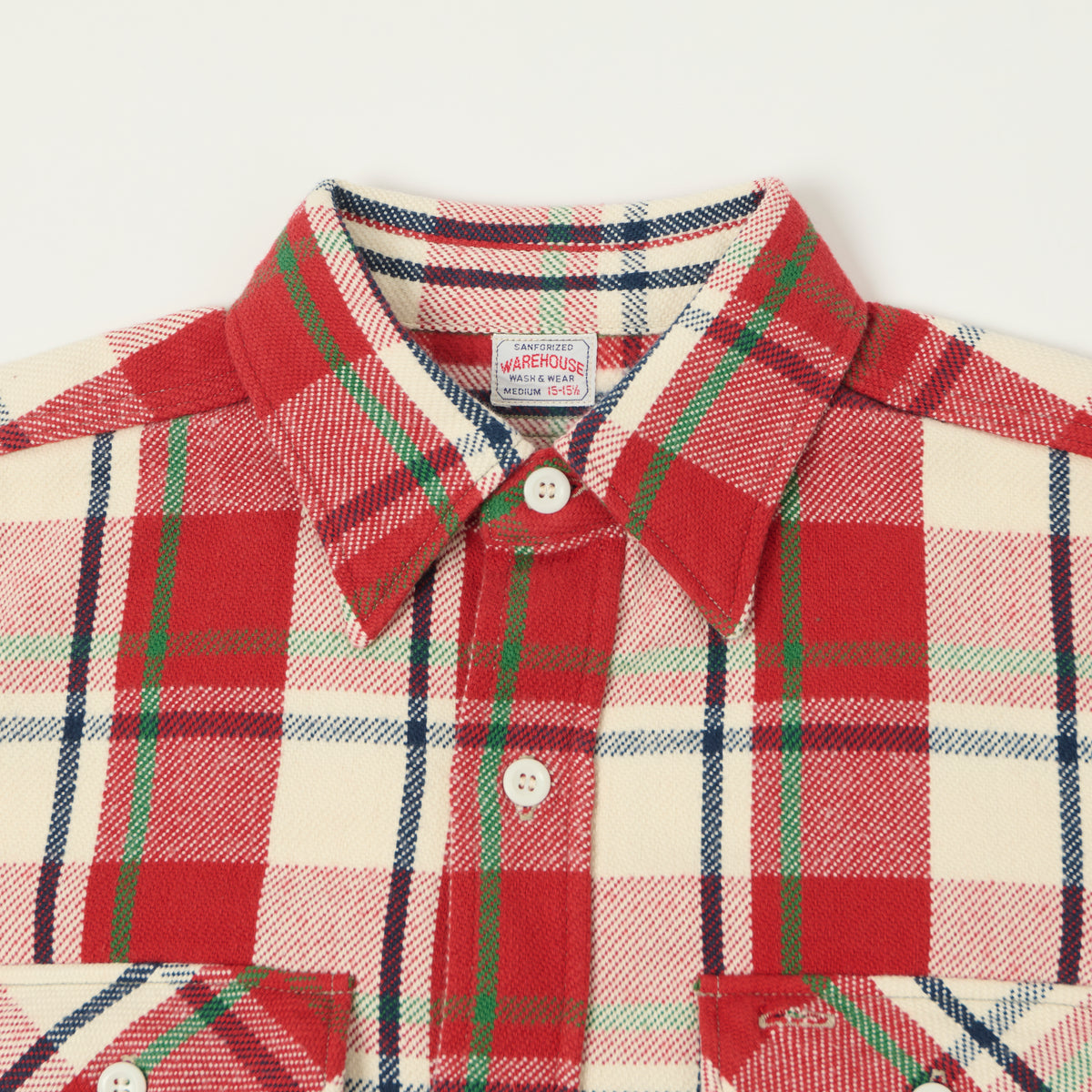 Warehouse & Co 3104 Plaid Flannel Shirt - Red/Off White
