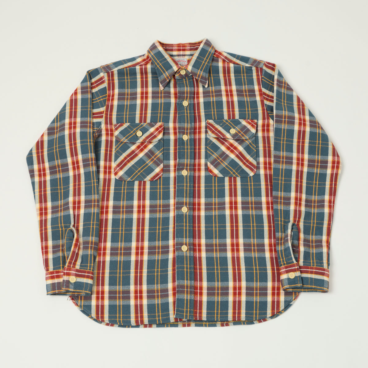 Warehouse & Co 3104 Plaid Flannel Shirt - Navy/Ivory