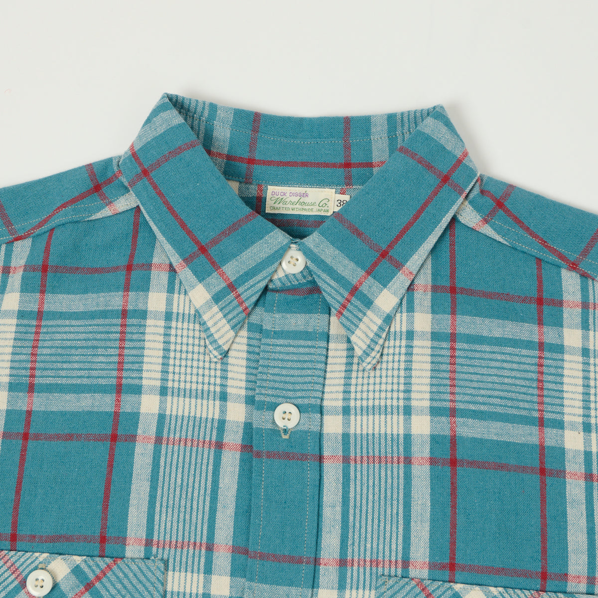 Warehouse & Co 3056 Duck Digger Short Sleeve Plaid Shirt - Sax