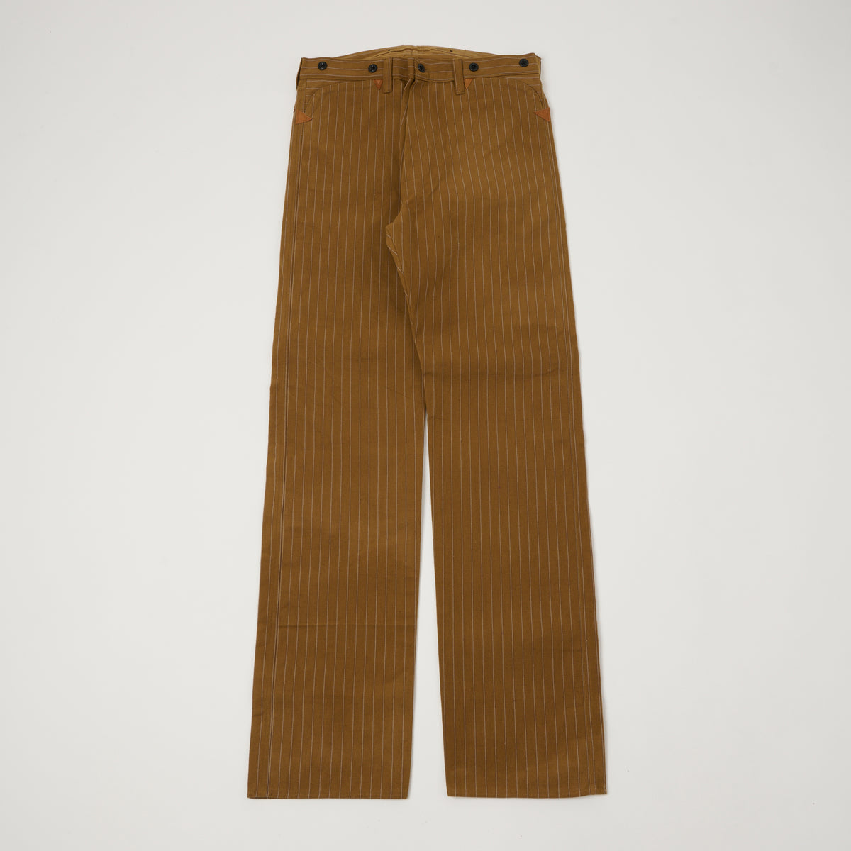 Warehouse & Co 1229 'Greenbaum' 1870s Heavy Leather Bound Trousers - Brown