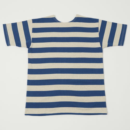 Warehouse & Co 4050 Duck Digger Border Stripe T-Shirt - Blue/Oatmeal