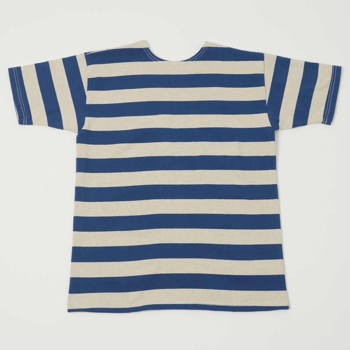 Warehouse & Co 4050 Duck Digger Border Stripe T-Shirt - Blue/Oatmeal