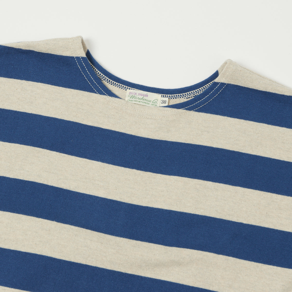 Warehouse & Co 4050 Duck Digger Border Stripe T-Shirt - Blue/Oatmeal