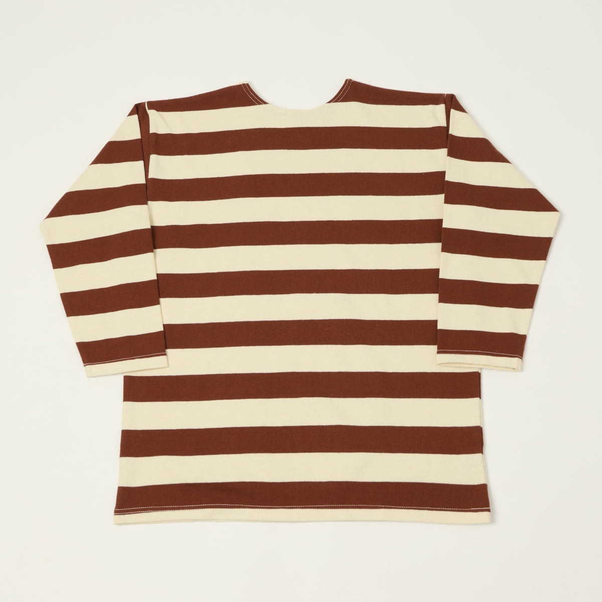 Warehouse & Co 4051 Duck Digger 3/4 Sleeve Border T-Shirt - Brown/Natural
