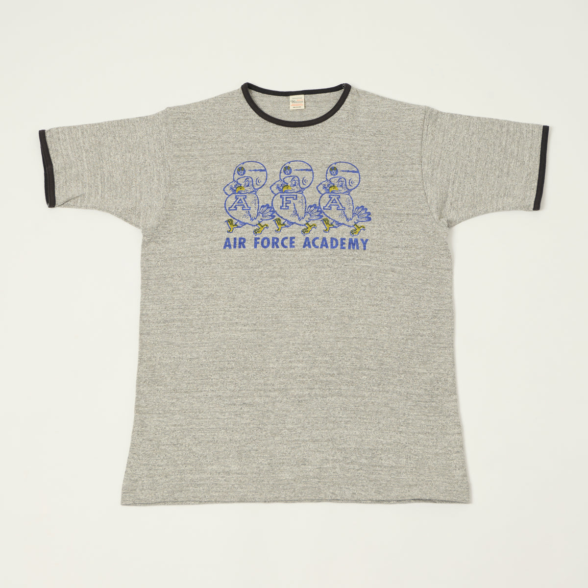 Warehouse & Co 4059 'Air Force Academy' Ringer T-Shirt - Heather Grey/Black