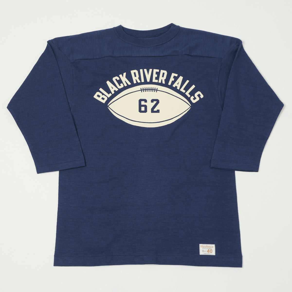 Warehouse & Co 4063 'Black River Falls' 3/4 Sleeve Football T-Shirt - Navy
