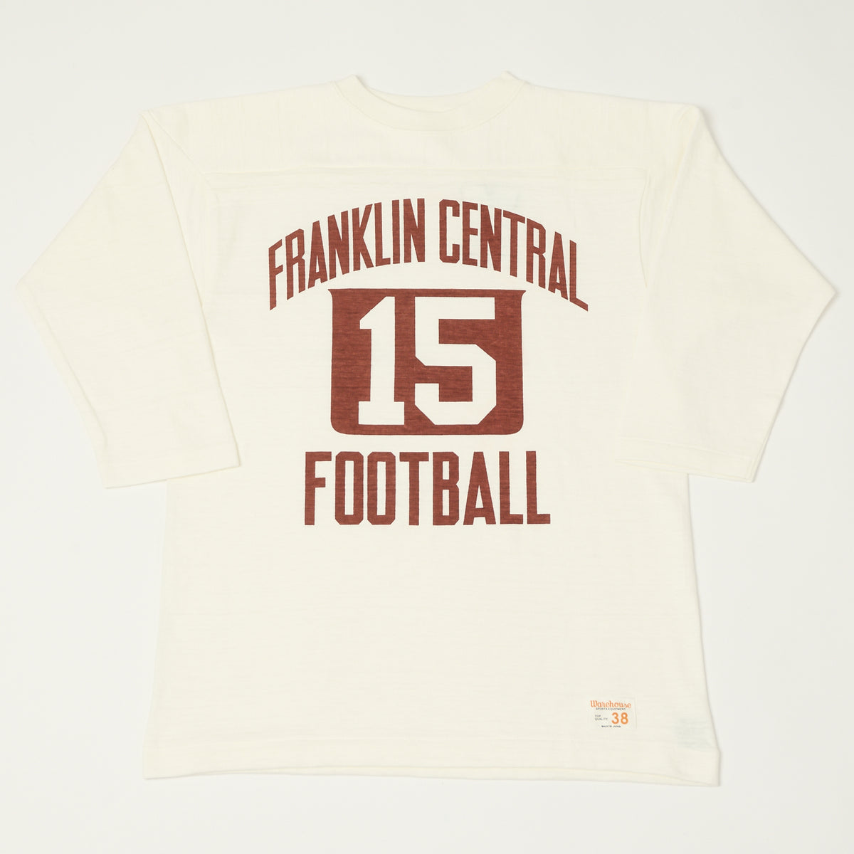 Warehouse & Co 4063 'Franklin Central' 3/4 Sleeve Football T-Shirt - Off White