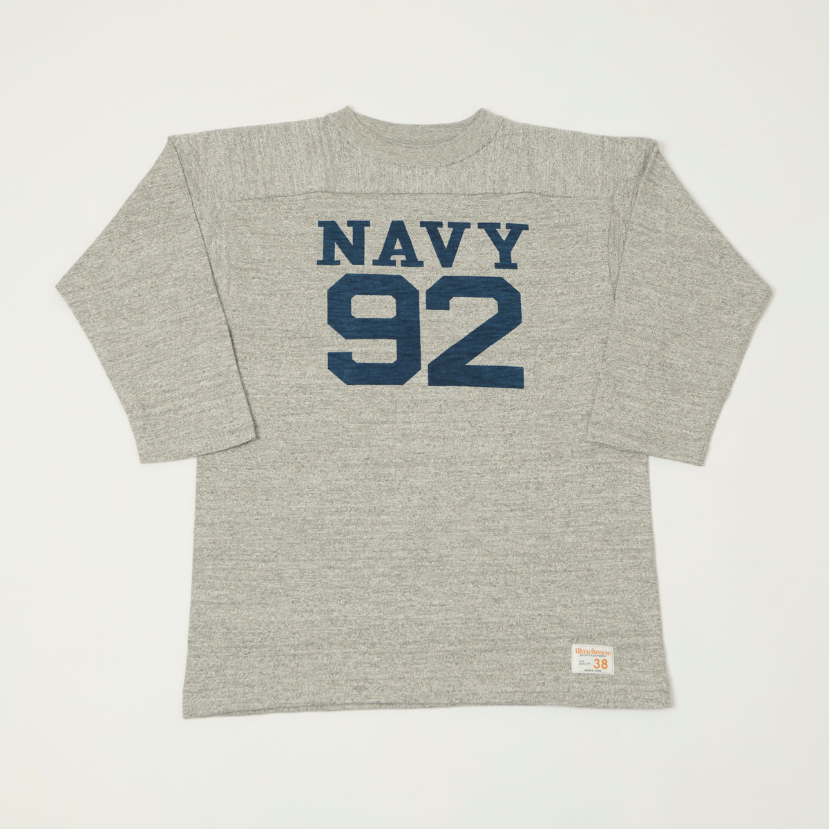 Warehouse & Co 4063 'Navy 92' 3/4 Sleeve Football T-Shirt - Heather Grey