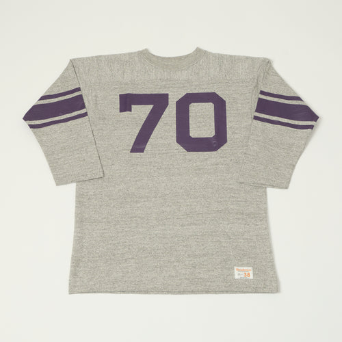 Warehouse & Co 4063 'No. 70' 3/4 Sleeve Football Tee - Heather Grey