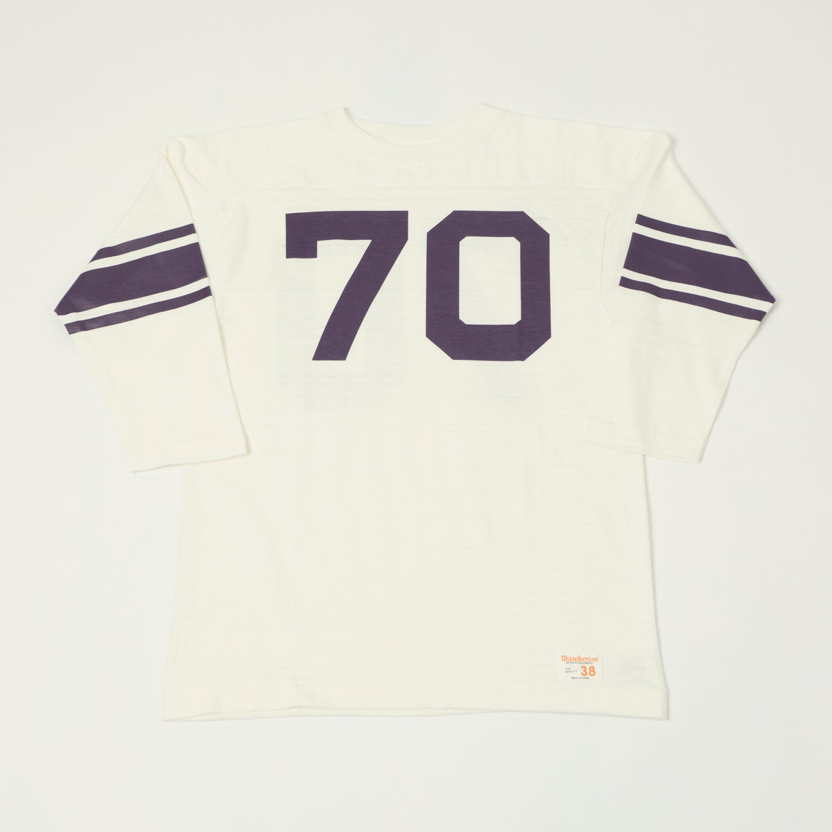 Warehouse & Co 4063 'No. 70' 3/4 Sleeve Football Tee - Off White