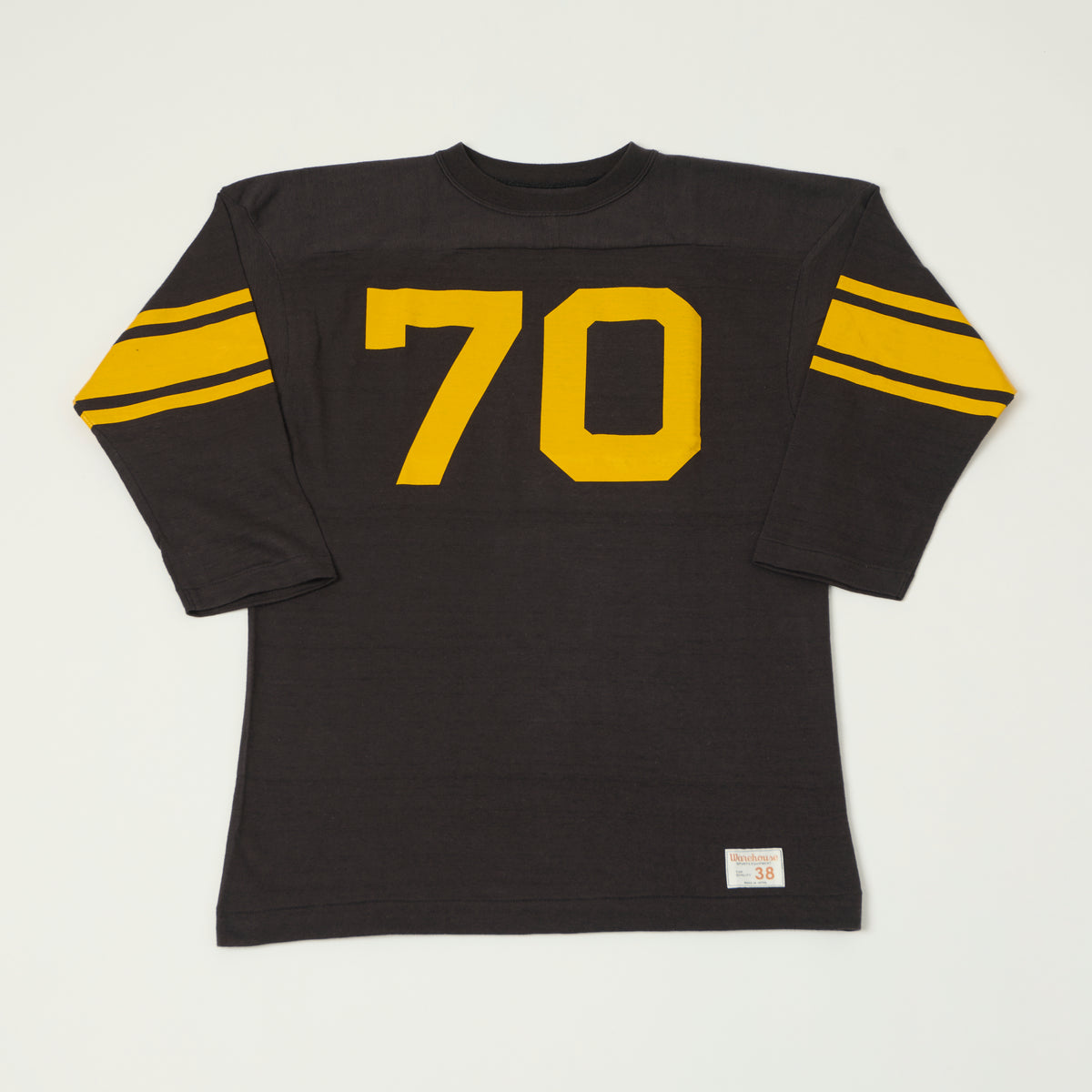 Warehouse & Co 4063 'No. 70' 3/4 Sleeve Football Tee - Black