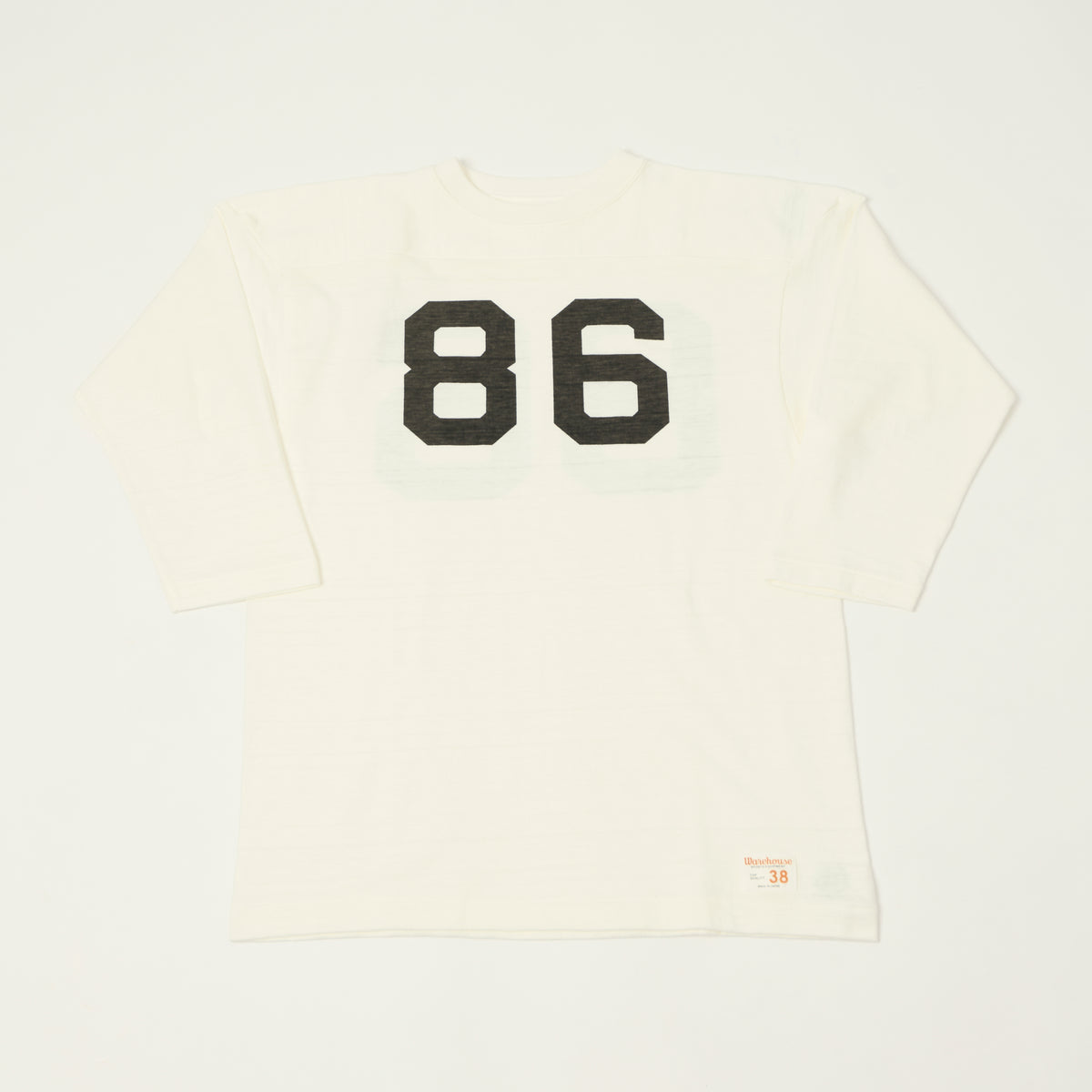 Warehouse & Co 4063 'No. 86' 3/4 Sleeve Football Tee - Off White