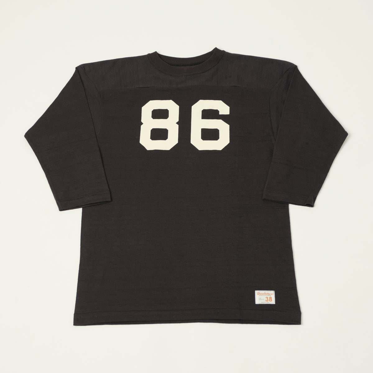 Warehouse & Co 4063 'No. 86' 3/4 Sleeve Football Tee - Black