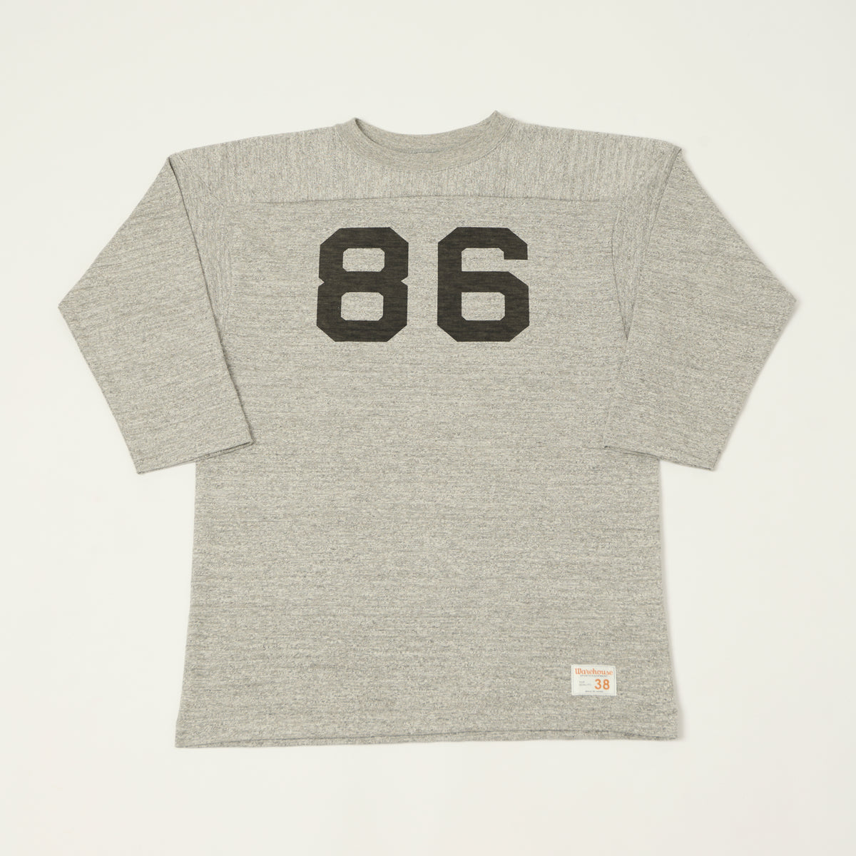 Warehouse & Co 4063 'No. 86' 3/4 Sleeve Football Tee - Heather Grey