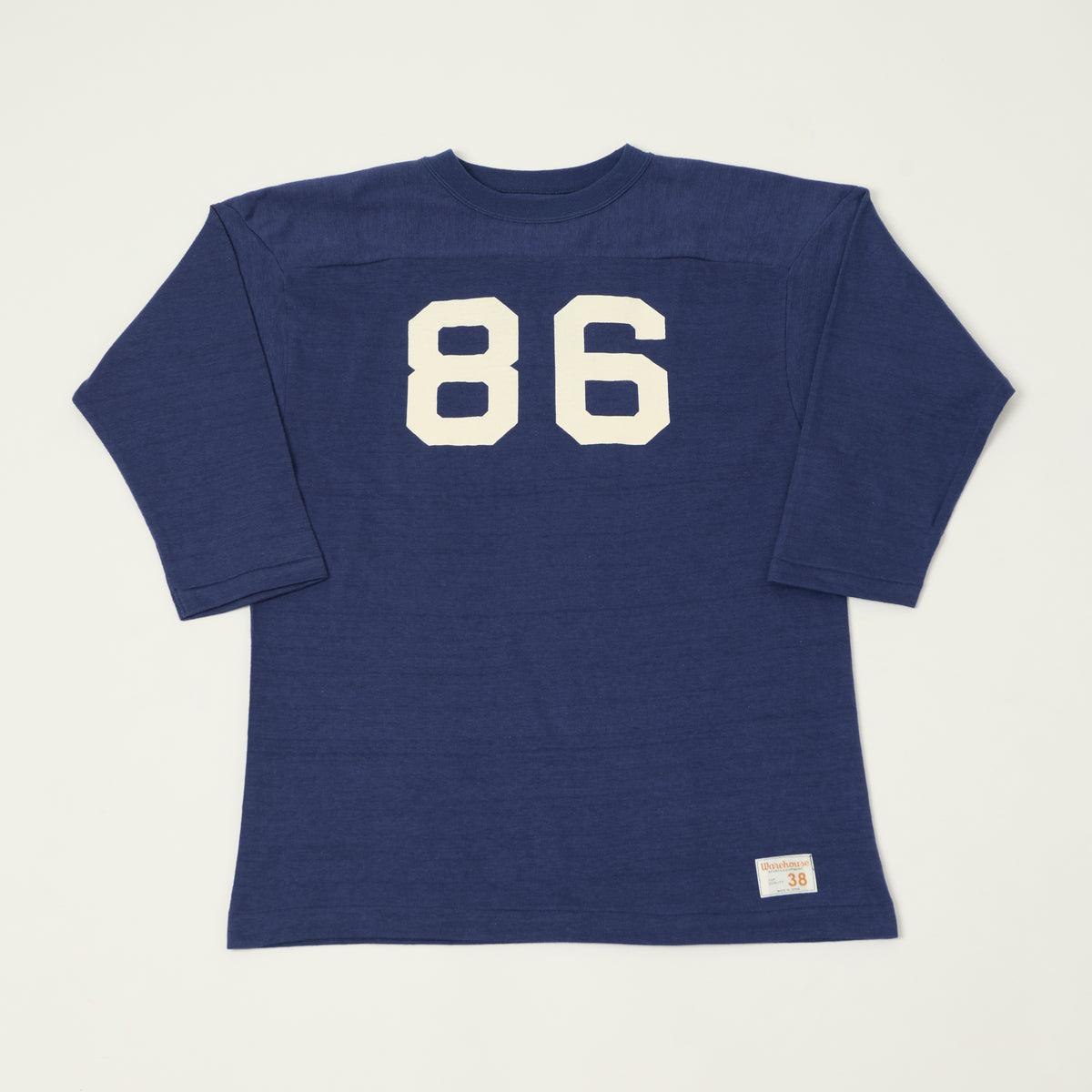 Warehouse & Co 4063 'No. 86' 3/4 Sleeve Football Tee - Navy