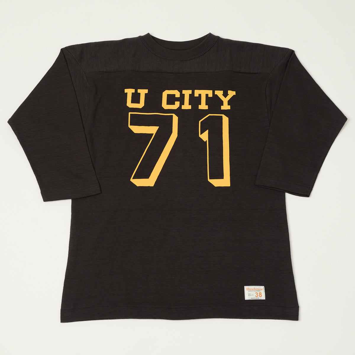 Warehouse & Co 4063 'U City' 3/4 Sleeve Football T-Shirt - Black