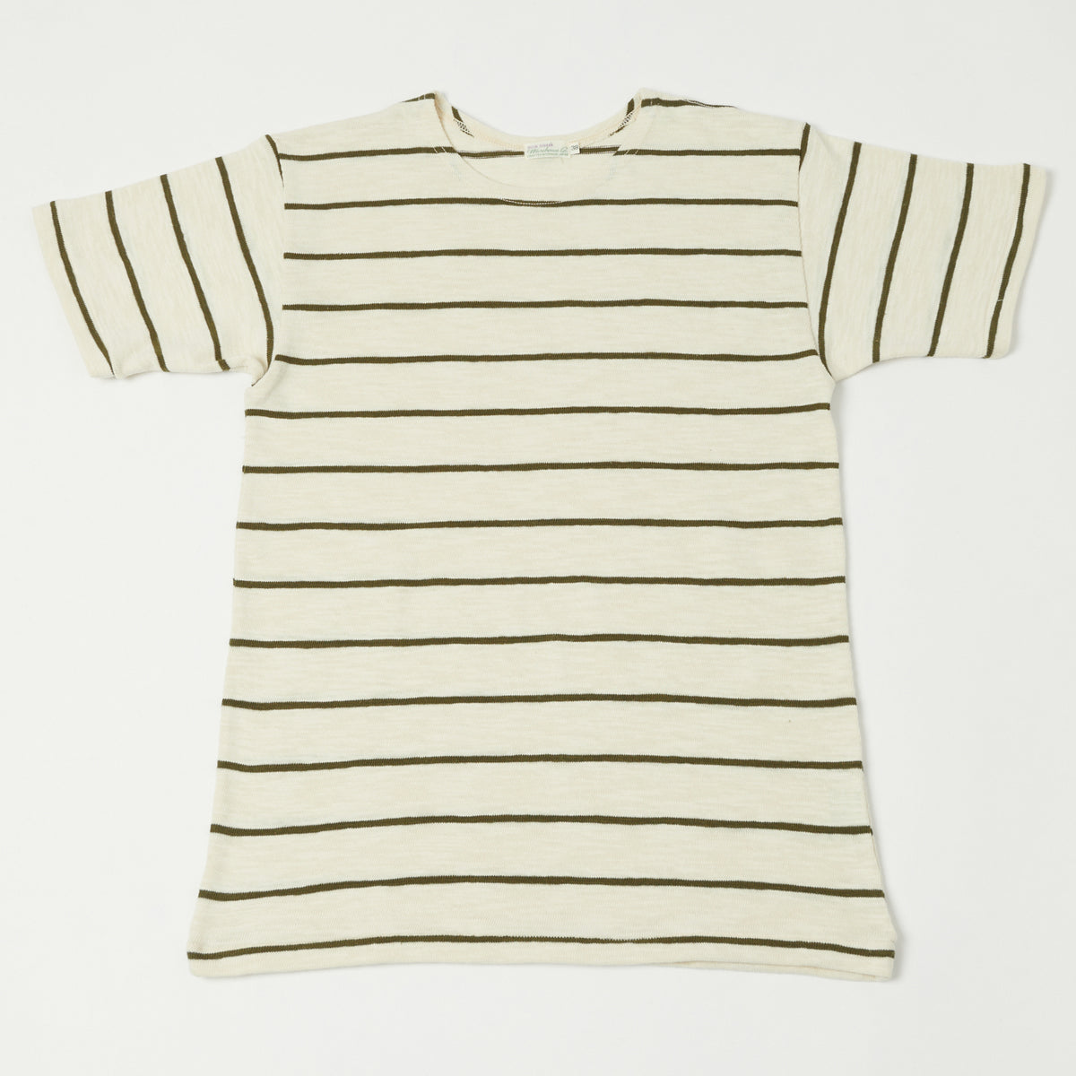 Warehouse & Co 4087 Duck Digger Stripe T-Shirt - Off White/Green
