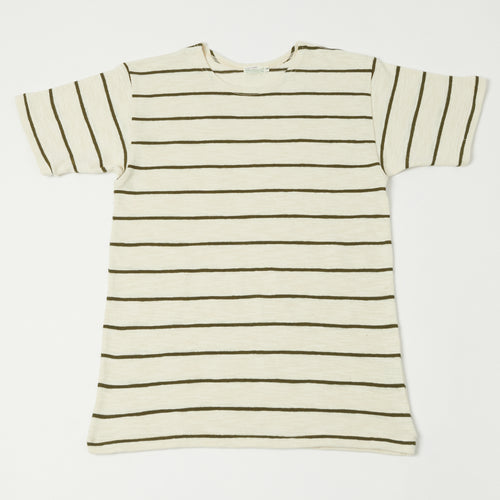 Warehouse & Co 4087 Duck Digger Stripe T-Shirt - Off White/Green